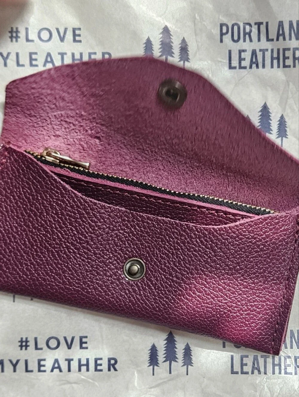 Unicorn Portland Leather Goods Envelope Snap Wallet